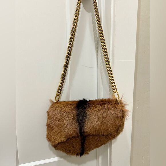 Handmade Asymmetric Leather Shoulder Bag/Hair On Goat- hide Saddle Bag/Crossbody - Picture 2 of 16